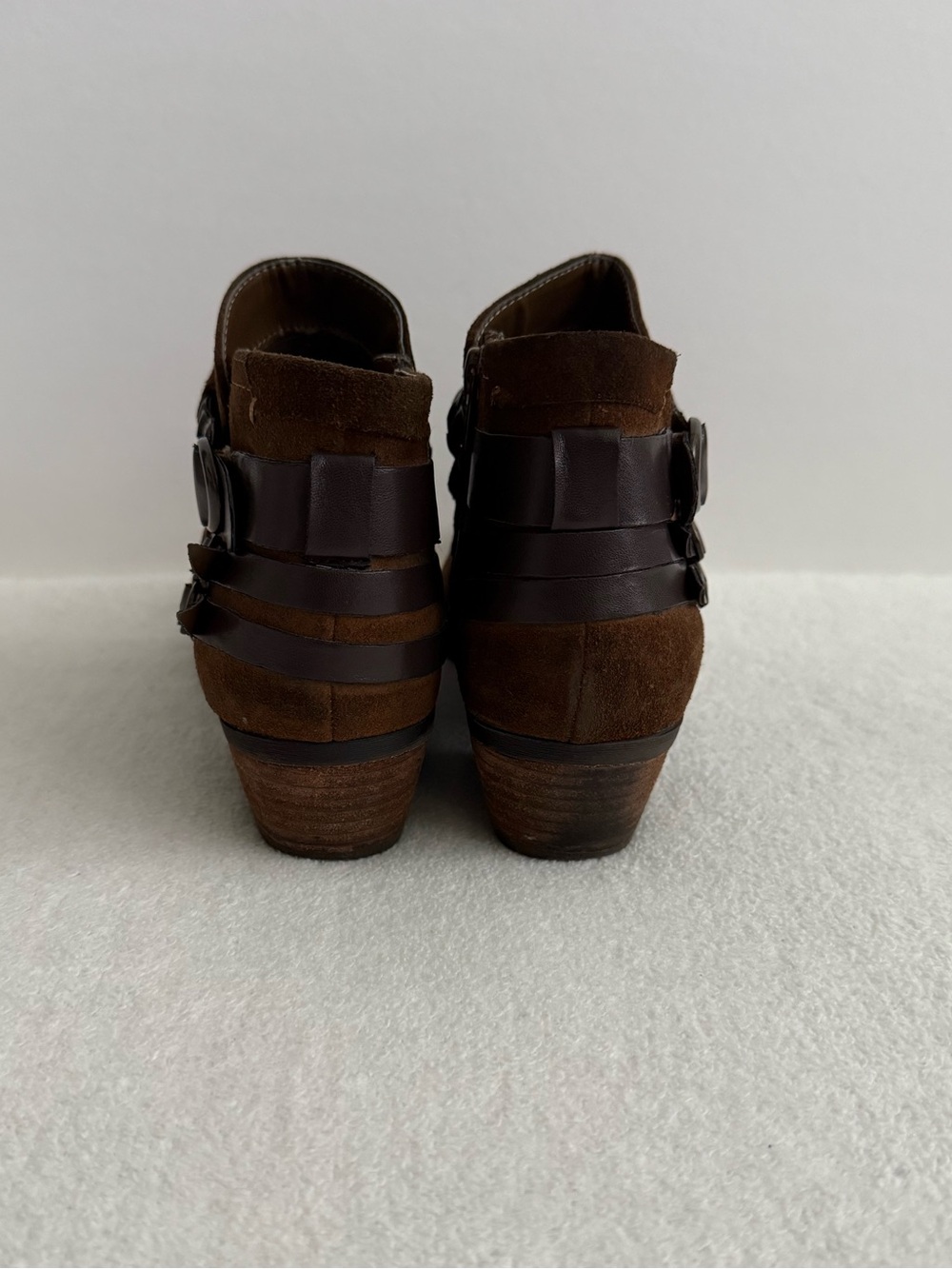 Crown Vintage Brown Suede Leather Ankle Boots Womens 8.5 Western Boho - Picture 7 of 11